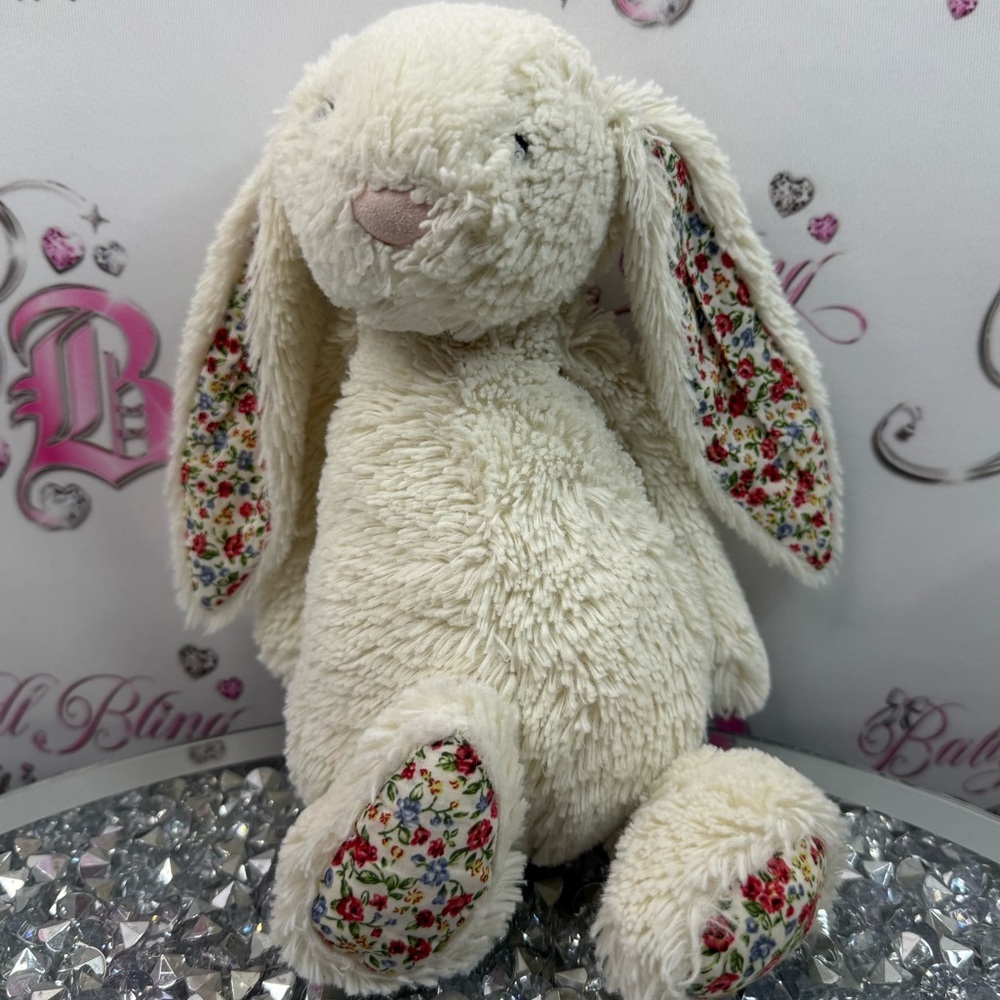 Jellycat stuffed plush bunny rabbit floral Cream Floral-Print Bunny Plush RARE